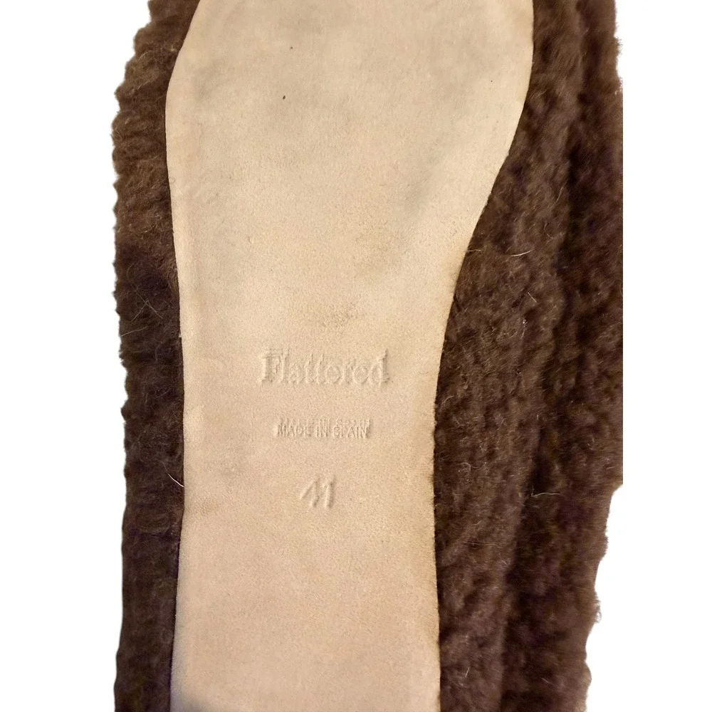 New Flattered Nina Faux Teddy Flat Brown Faux Fur Ballet Shoes EU 41 US 10.5